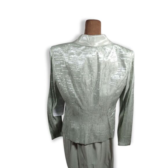 Alex Evenings Soft Gray/Green Metallic 2-Pc Formal Dress & Blazer Set – Size 12 - Picture 5 of 8